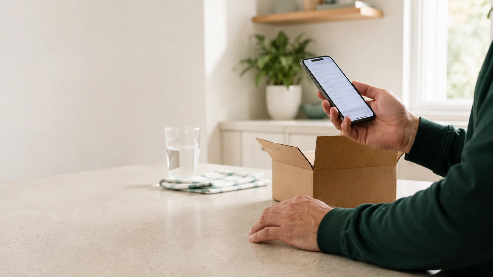 Member at home checking their plan beside a Zappy delivery